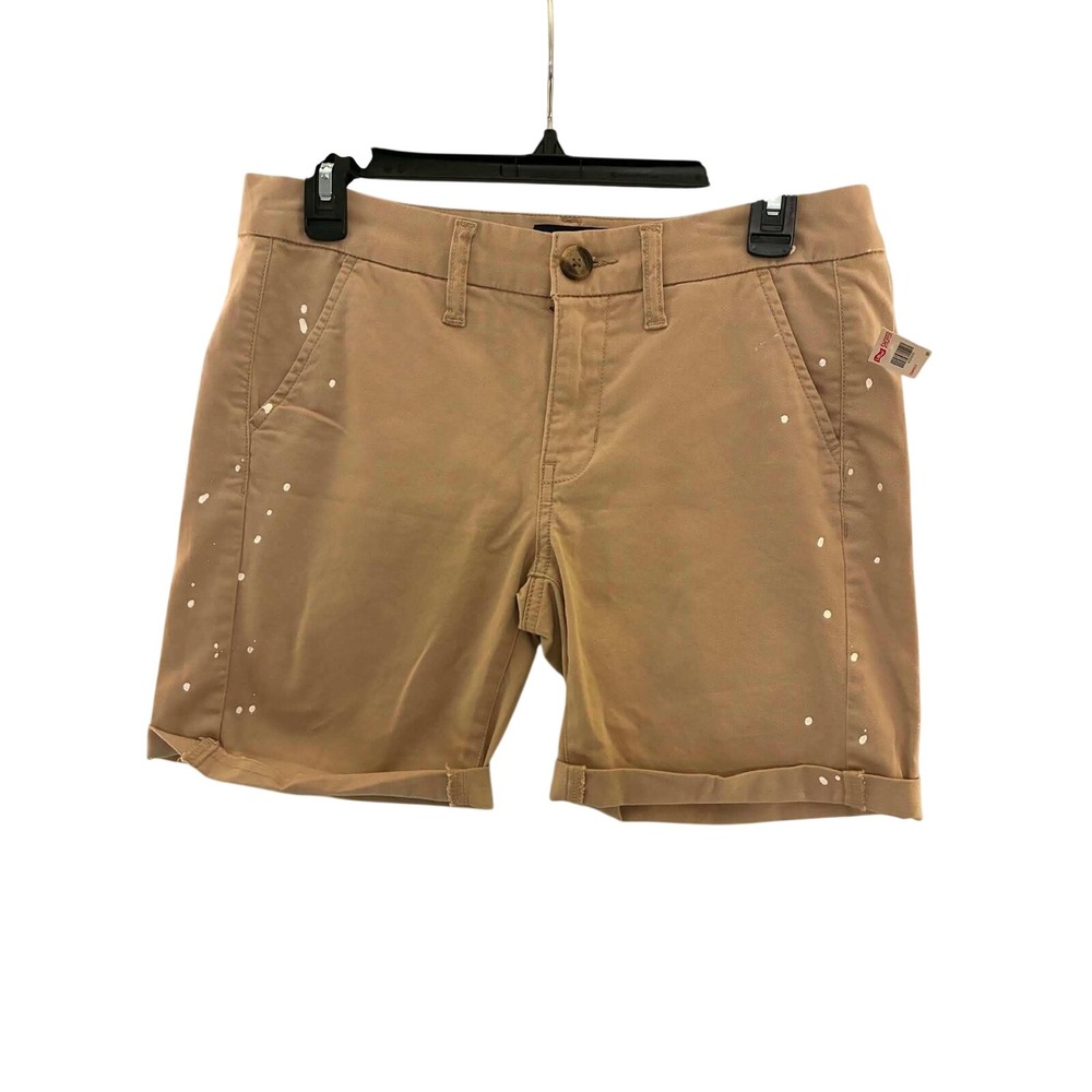 American Eagle Boy Bermuda Shorts‎ Womens 0 Tan Khaki Paint Splatter Stretch